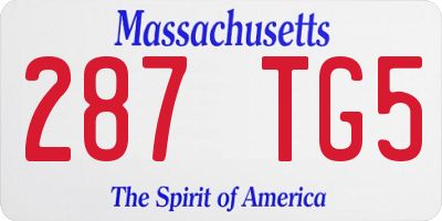 MA license plate 287TG5