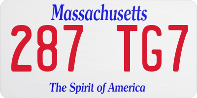 MA license plate 287TG7