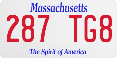 MA license plate 287TG8