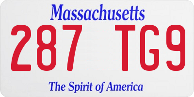 MA license plate 287TG9