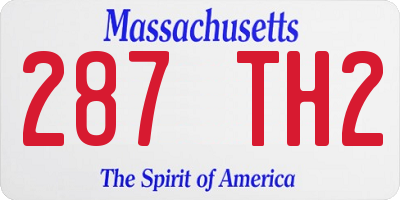 MA license plate 287TH2