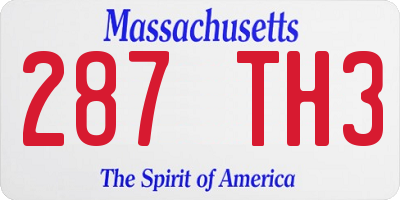 MA license plate 287TH3