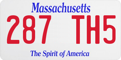 MA license plate 287TH5
