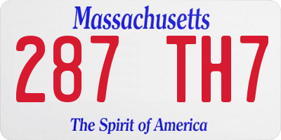 MA license plate 287TH7