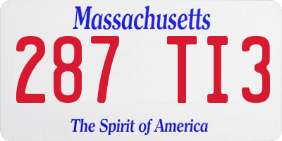 MA license plate 287TI3