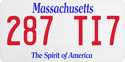 MA license plate 287TI7