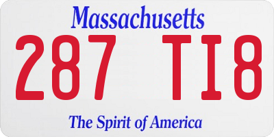 MA license plate 287TI8