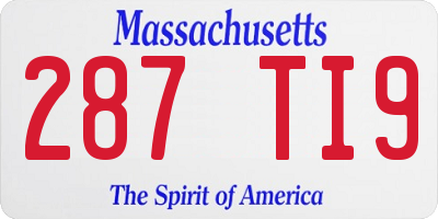 MA license plate 287TI9