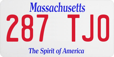 MA license plate 287TJ0