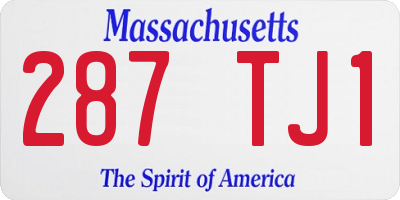MA license plate 287TJ1
