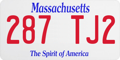 MA license plate 287TJ2