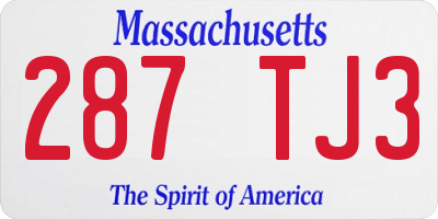 MA license plate 287TJ3