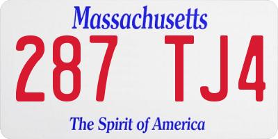 MA license plate 287TJ4