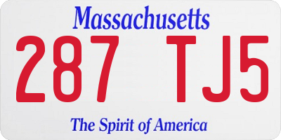 MA license plate 287TJ5