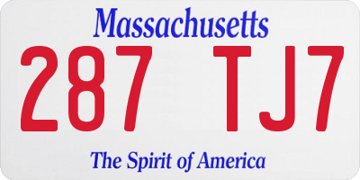 MA license plate 287TJ7