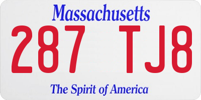 MA license plate 287TJ8