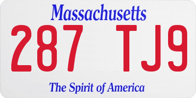 MA license plate 287TJ9