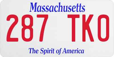 MA license plate 287TK0