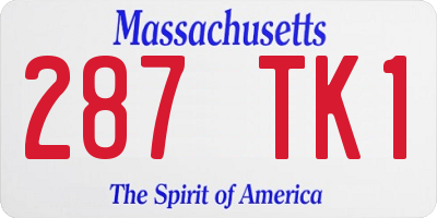 MA license plate 287TK1