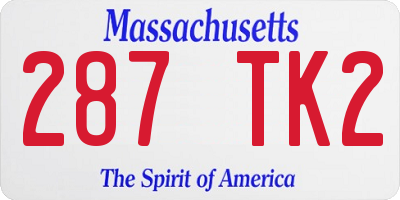 MA license plate 287TK2