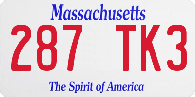 MA license plate 287TK3
