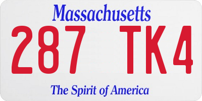 MA license plate 287TK4