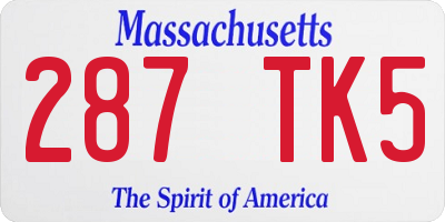 MA license plate 287TK5