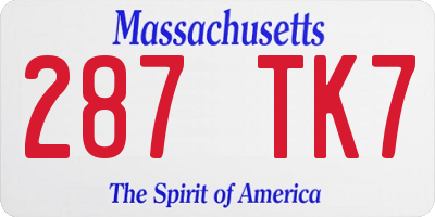 MA license plate 287TK7