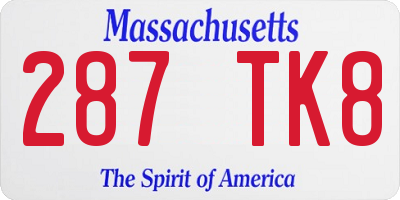 MA license plate 287TK8