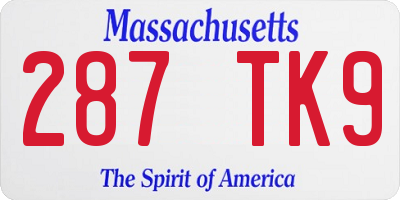MA license plate 287TK9