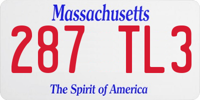 MA license plate 287TL3