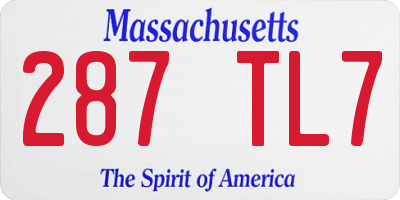 MA license plate 287TL7