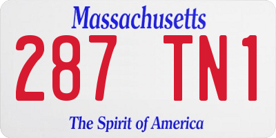 MA license plate 287TN1