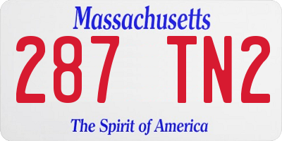 MA license plate 287TN2
