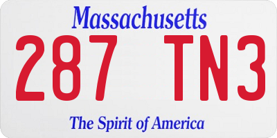 MA license plate 287TN3