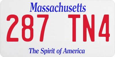 MA license plate 287TN4