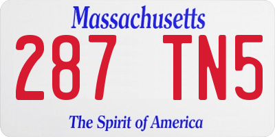 MA license plate 287TN5