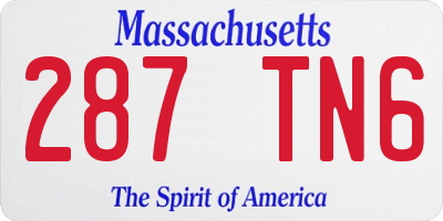 MA license plate 287TN6
