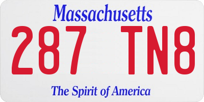 MA license plate 287TN8