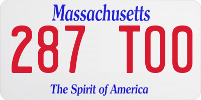 MA license plate 287TO0