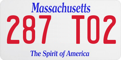 MA license plate 287TO2