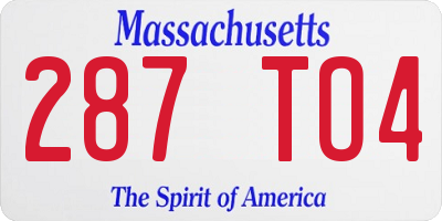 MA license plate 287TO4