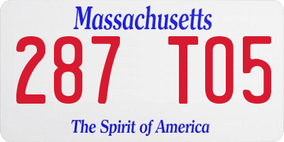 MA license plate 287TO5
