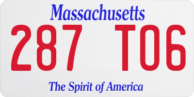 MA license plate 287TO6