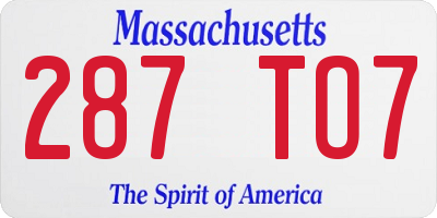 MA license plate 287TO7