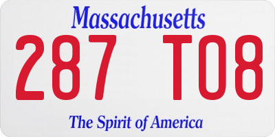 MA license plate 287TO8