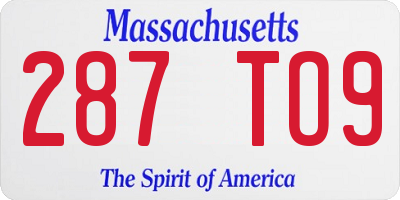 MA license plate 287TO9