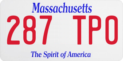 MA license plate 287TP0