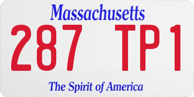 MA license plate 287TP1