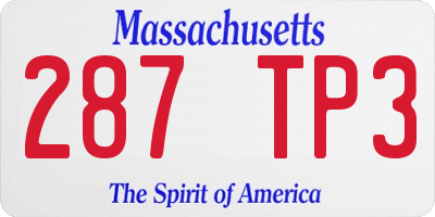 MA license plate 287TP3